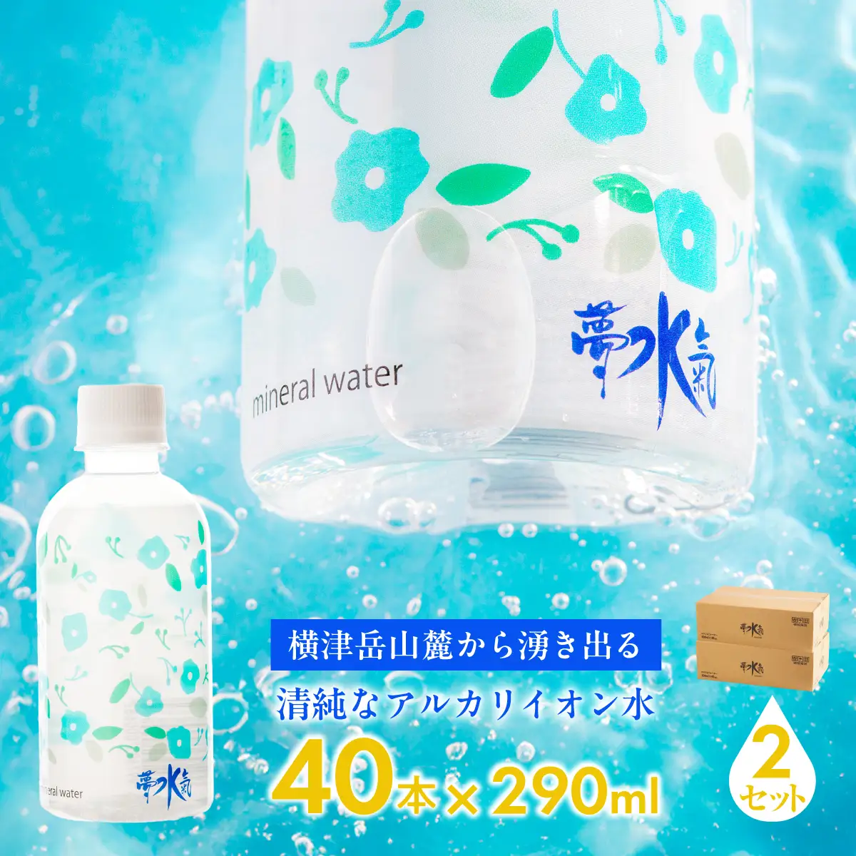 ミネラルウォーター夢水氣（290ml×40本）2セット 天然アルカリイオン水 NABI004