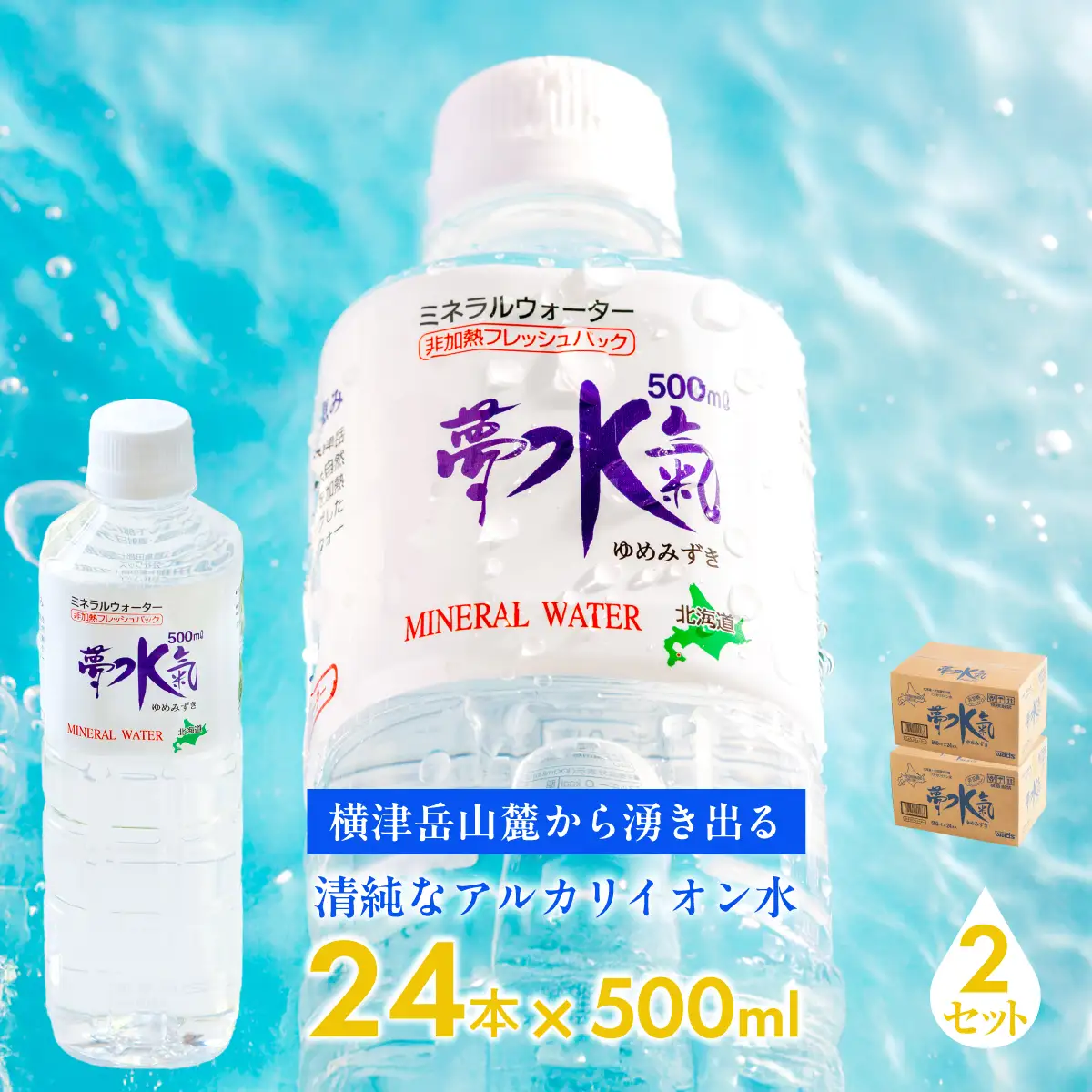 ミネラルウォーター夢水氣（500ml×24本）2セット 天然アルカリイオン水 NABI008