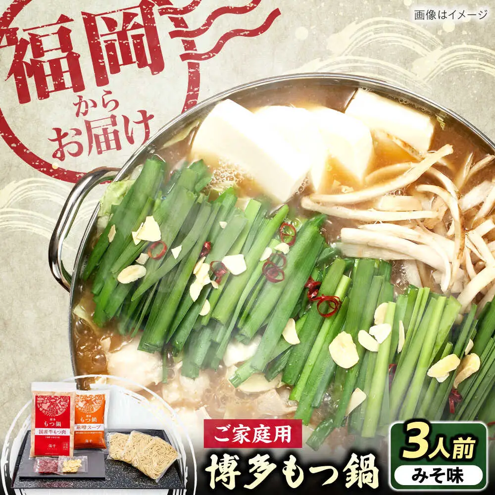 【ご家庭用】博多もつ鍋（味噌味）3人前 [VEC014]