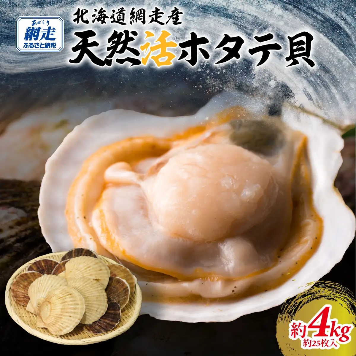 【先行予約】北海道網走産天然活ホタテ貝 4kg前後（令和7年7月より順次発送）| 活ホタテ 活きほたて ホタテ ほたて 帆立 活ほたて 北海道 網走市 ABAE017