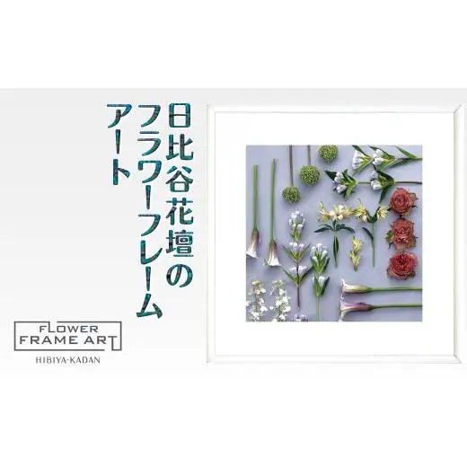 日比谷花壇のフラワーフレームアート Linear Flora Array（直線的な花の配列） ソフケン アルミフレーム 25x25cm アートポスター ポスターフレーム 花ポスター インテリア おしゃれ 花 植物 贈り物 プレゼント ギフト 軽量フレーム ボタニカルアート フラワーアート 癒しの空間