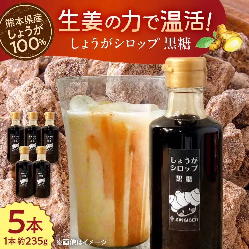 しょうが シロップ 黒糖 約235g×5本 セットシロップ[AYAD011]