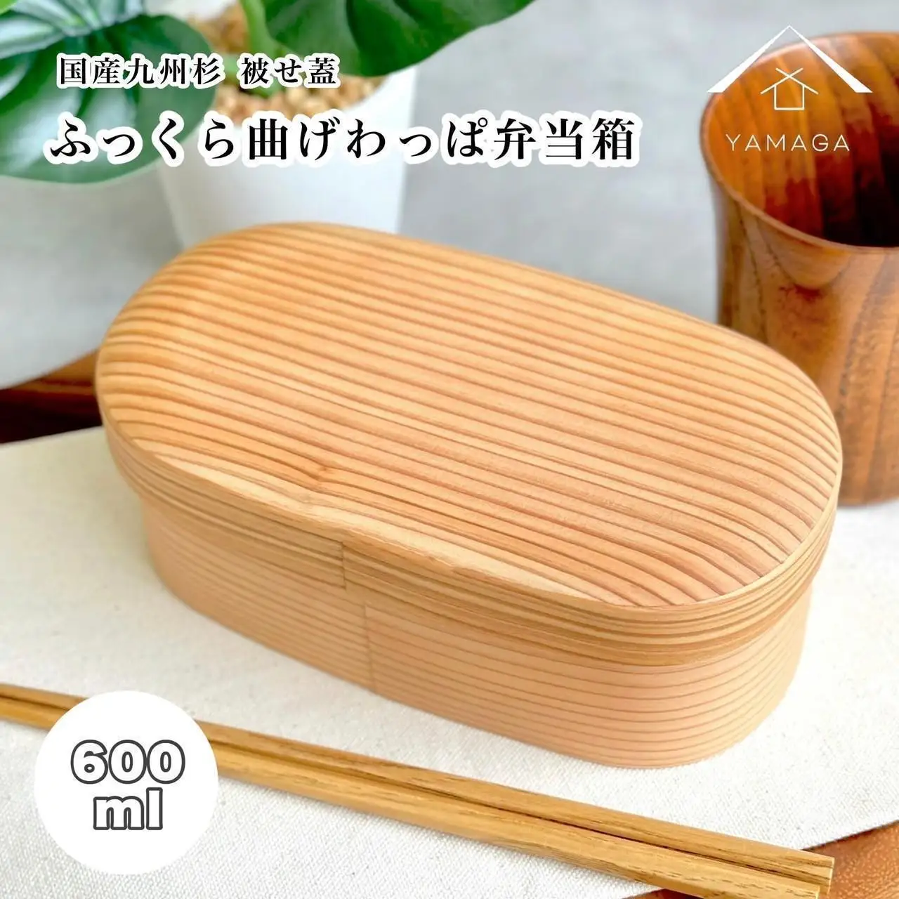 国産杉 ふっくら蓋 曲げわっぱ 弁当箱 まげわっぱ 白木［YS155］