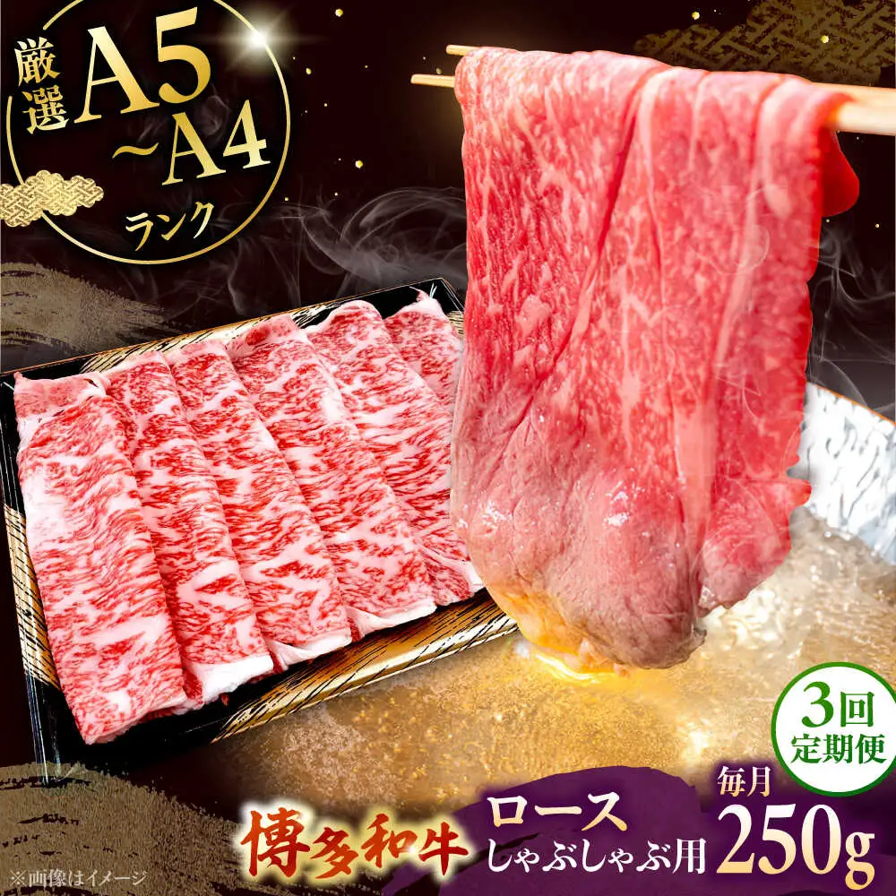 【全3回定期便】【数量限定 博多和牛】ロース しゃぶしゃぶ用 250g 桂川町/株式会社チクゼンヤ [ADBZ042] 牛肉 赤身 国産 定期便