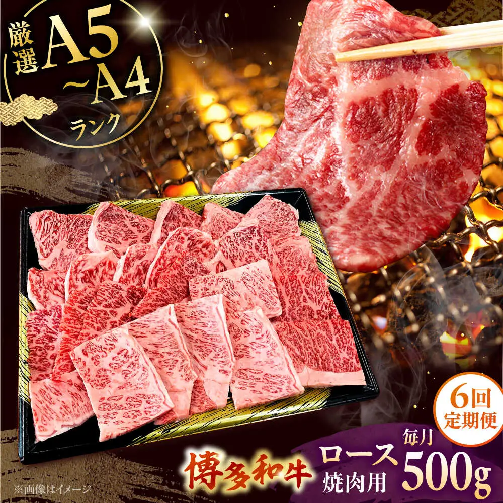【全6回定期便】【数量限定 博多和牛】ロース 焼肉用 500g 桂川町/株式会社チクゼンヤ [ADBZ047] 焼肉 焼肉用 牛肉 国産 定期便