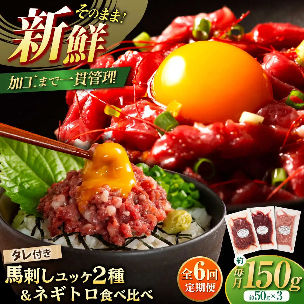 全6回定期便 熊本特産 馬刺しユッケ2種とネギトロの食べ比べセット 馬刺し 3888 BHAD058