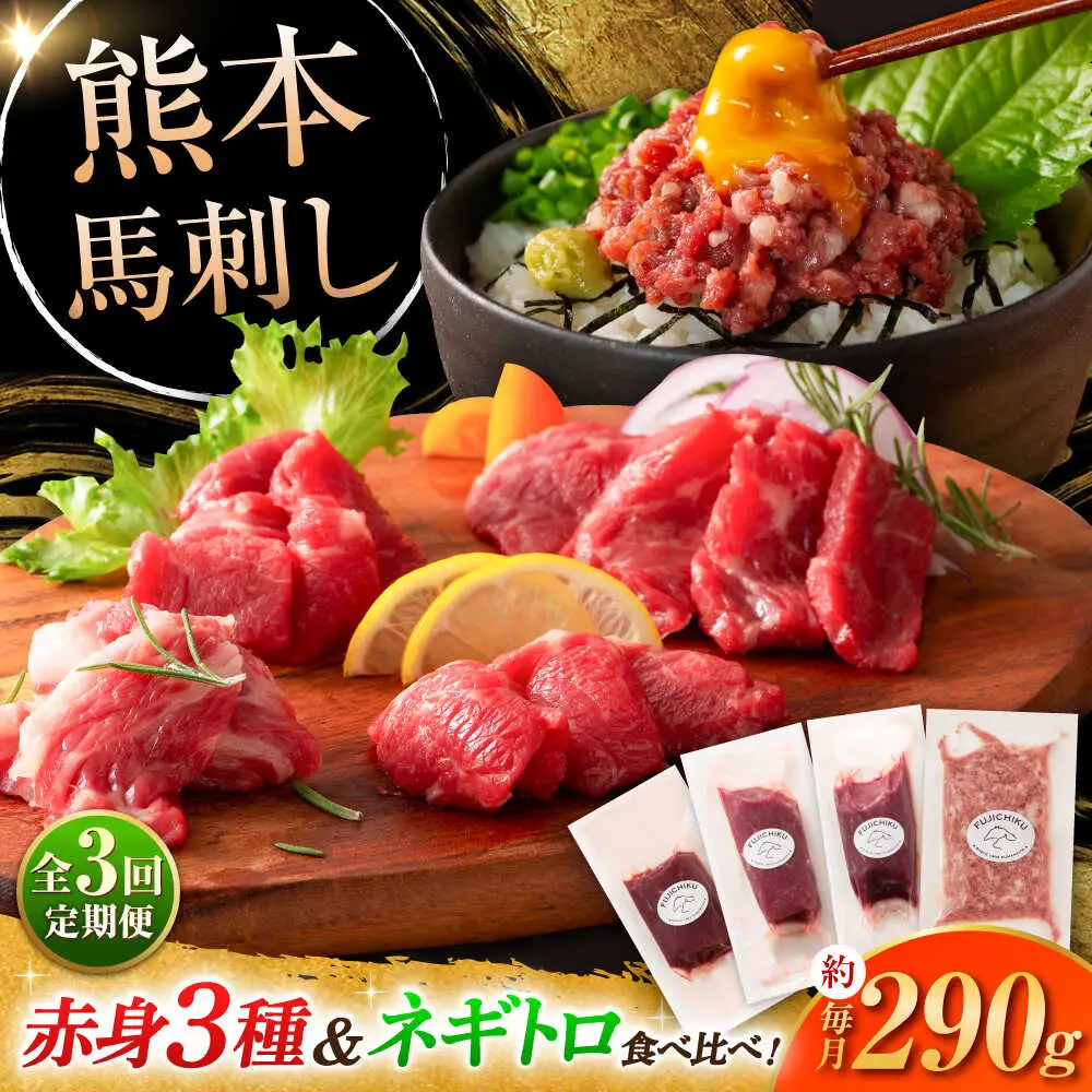 全3回定期便 熊本特産 赤身馬刺し3種とネギトロの詰め合わせ 3891馬刺し BHAD066