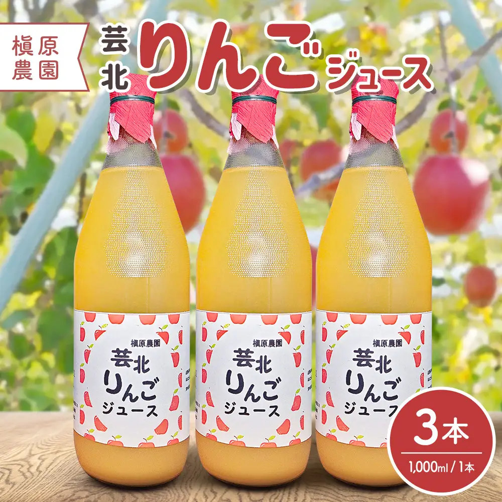 りんごジュース 芸北りんご 槇原農園 果汁100% ストレートジュース 1,000ml  3本_MA077_004