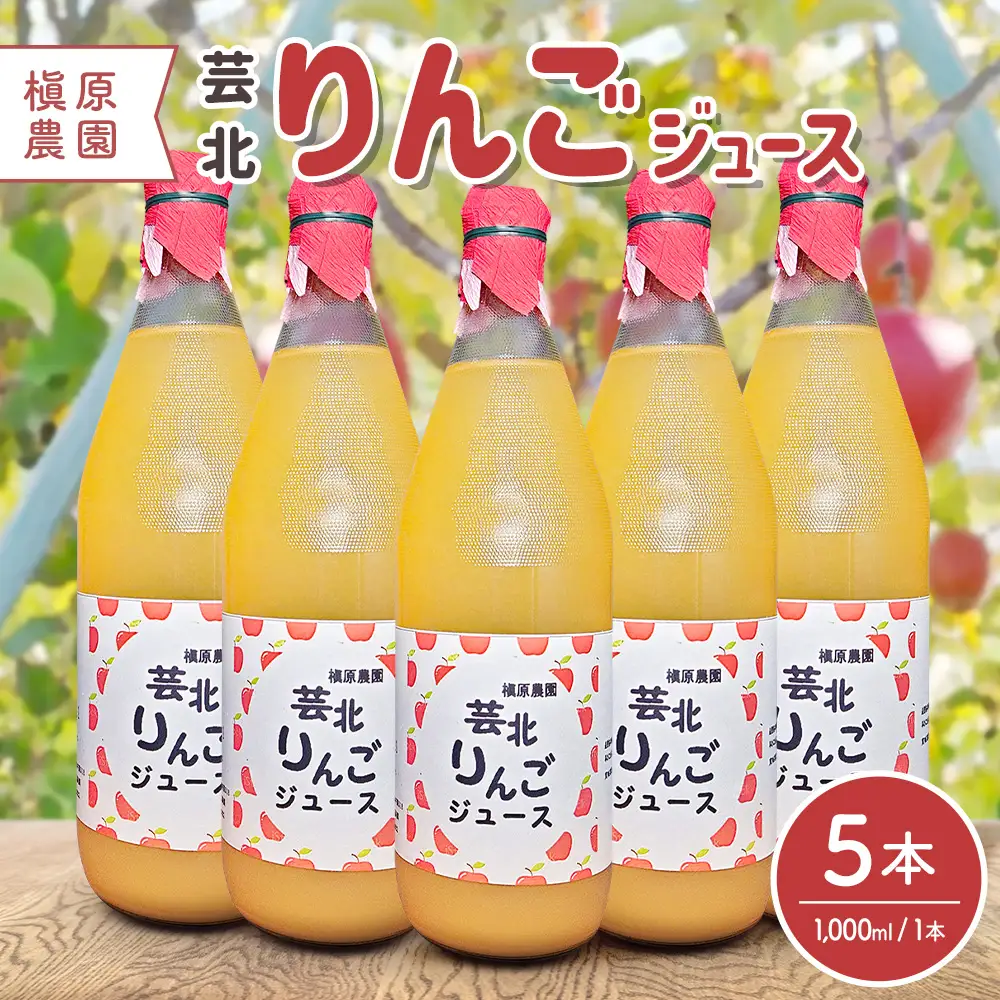りんごジュース 芸北りんご 槇原農園 果汁100% ストレートジュース 1,000ml  5本_MA077_005