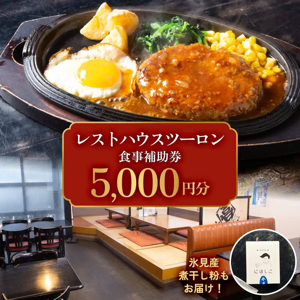 レストハウス ツーロン 食事補助券と煮干し粉のセット 富山県 氷見市 煮干 惣菜 調味料 観光 旅行 補助券