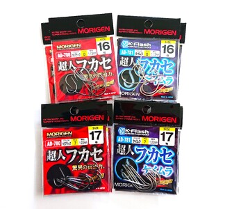 もりげん(MORIGEN)　釣針　超人フカセ　8枚セット(16号/各色2枚・17号/各色2枚) ［ 釣り　釣り針　海釣り］