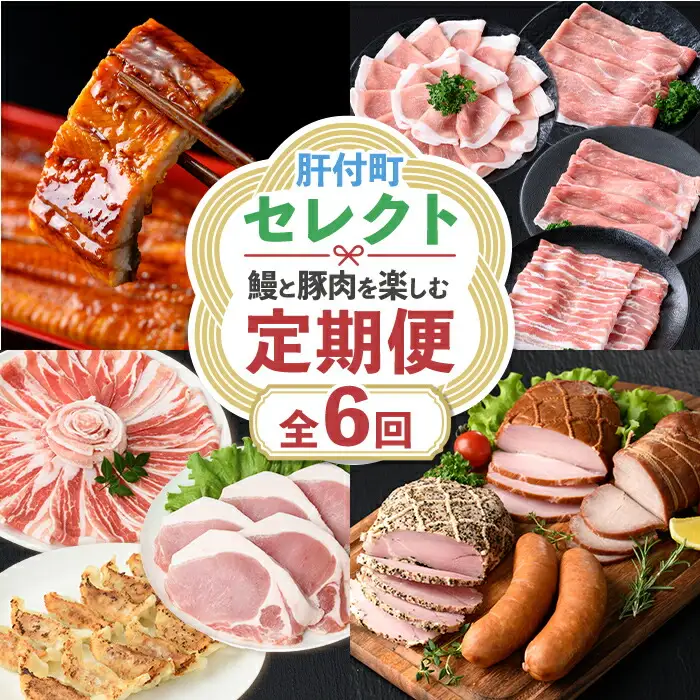 【F90003】＜定期便・全6回＞肝付町セレクト定期便《鰻と豚肉を楽しむ定期便》 鹿児島 豚肉 鹿児島県産 黒豚 鰻 うなぎ ウナギ とんかつ しゃぶしゃぶ ハム ウィンナー 定期便 セレクト 冷凍 冷凍食品 【株式会社きもつき未来商社そらまち】