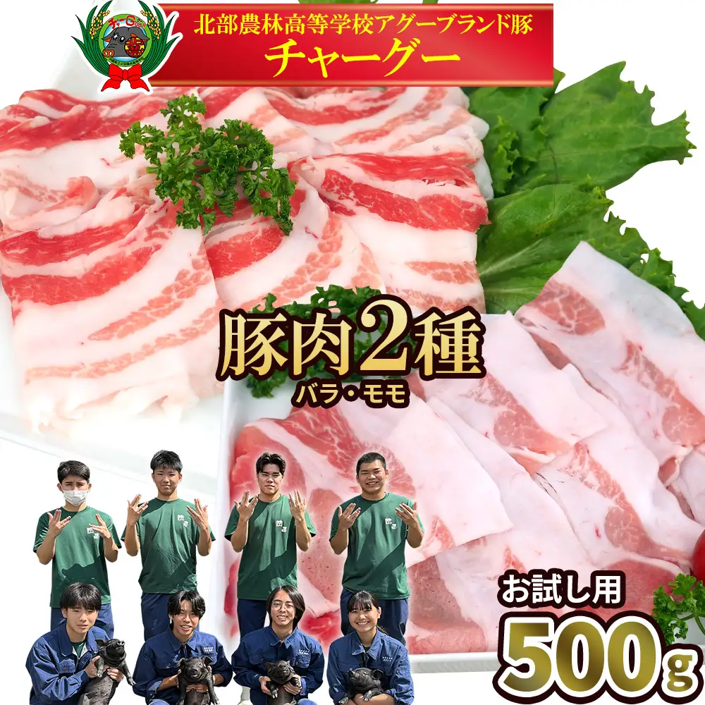 チャ―グー2種食べ比べ500g（250g×2P） 沖縄 チャーグー アグー ブランド豚 旨み ジューシー ヘルシー 沖縄料理 しゃぶしゃぶ ステーキ ロースカツ バラ モモ 豚肉 人気 高校生 小分け 豚しゃぶ スライス 生姜焼き