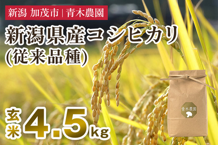 【令和8年産新米先行予約】新潟県産 コシヒカリ（従来品種）玄米4.5kg（1.5kg×3袋）《10月上旬から順次発送》