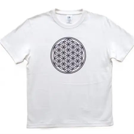 Tシャツ フラワー・オブ・ライフ 麻炭 ヘンプ生地 (半袖 Mサイズ)【1621246】