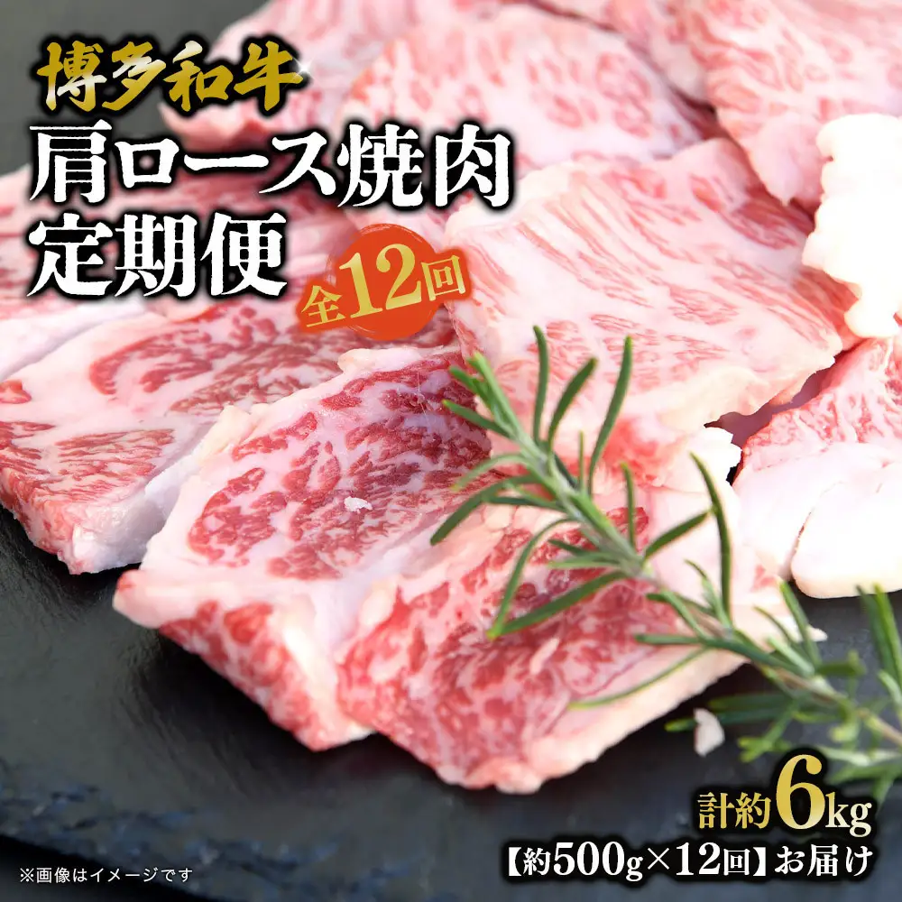 博多和牛 肩ロース焼肉 定期便全12回 約6kg(約500g×12回)