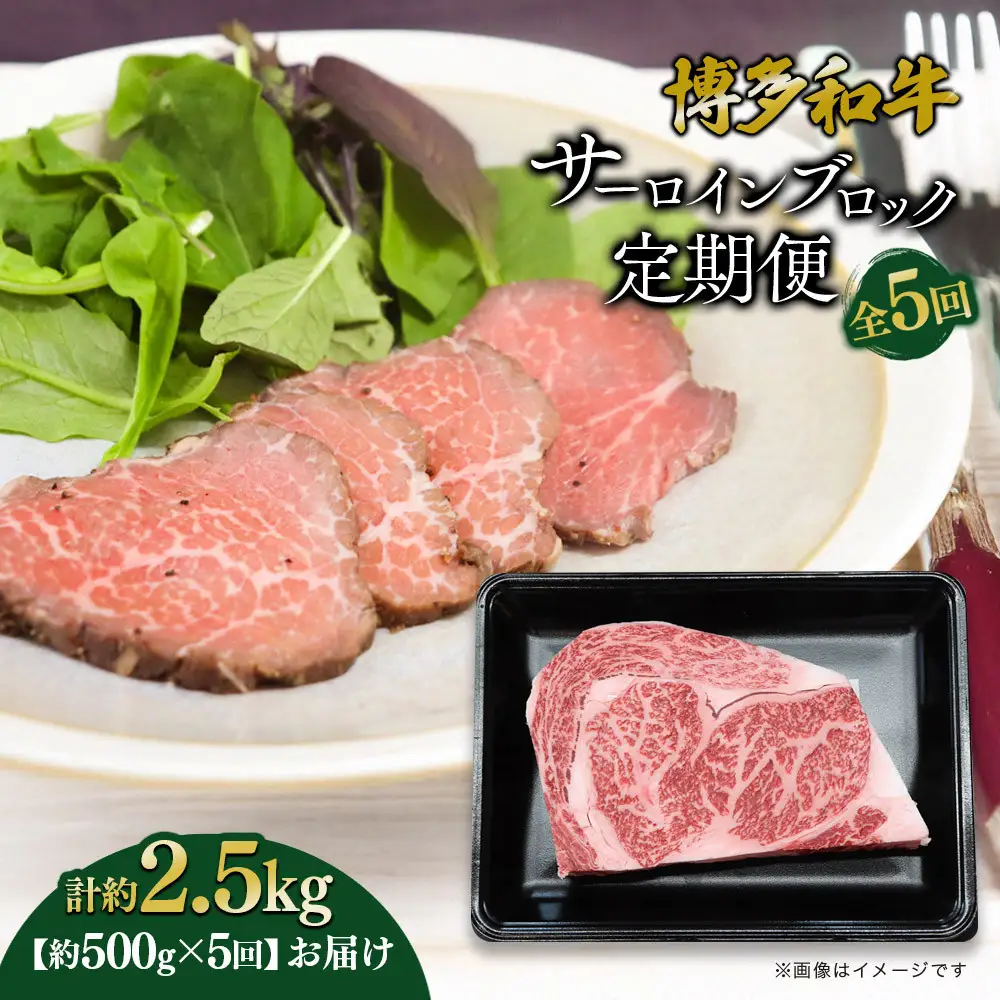 博多和牛 サーロインブロック 定期便全5回 計約2.5kg(約500g×5回)