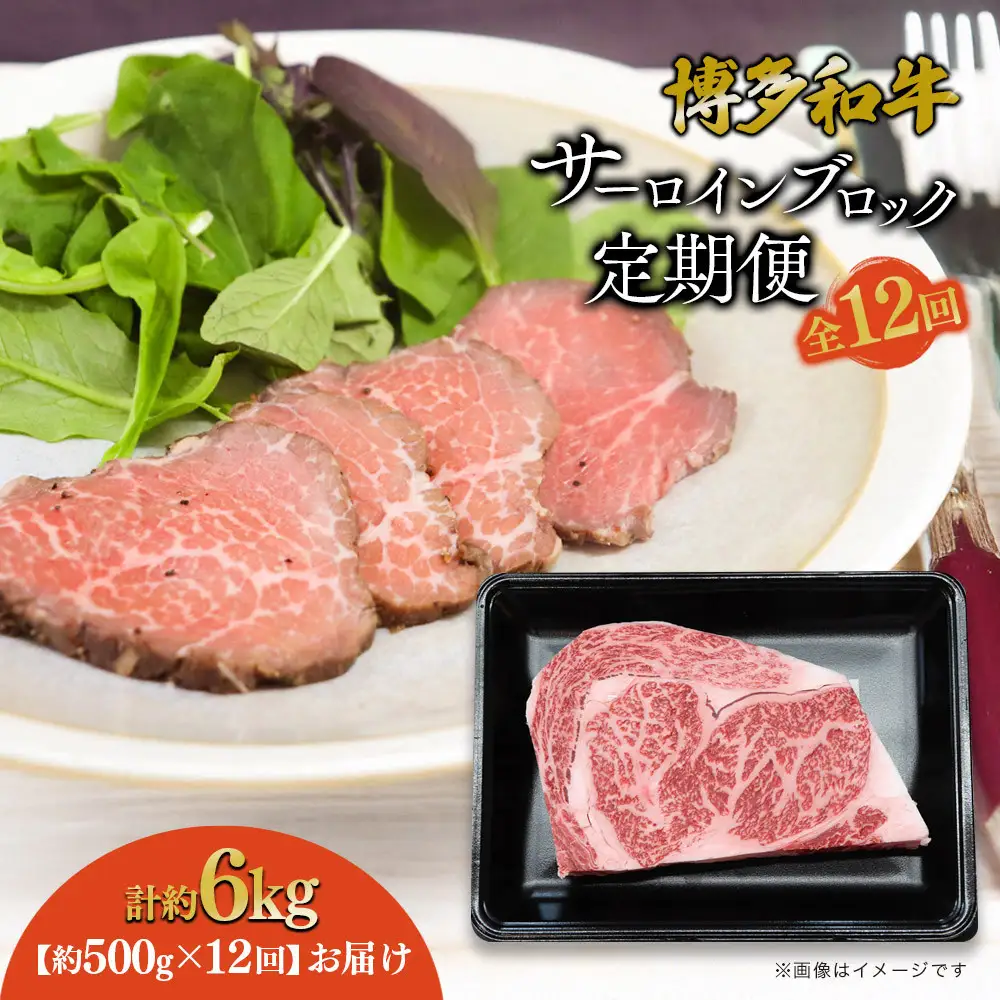 博多和牛 サーロインブロック 定期便全12回 計約6kg(約500g×12回)