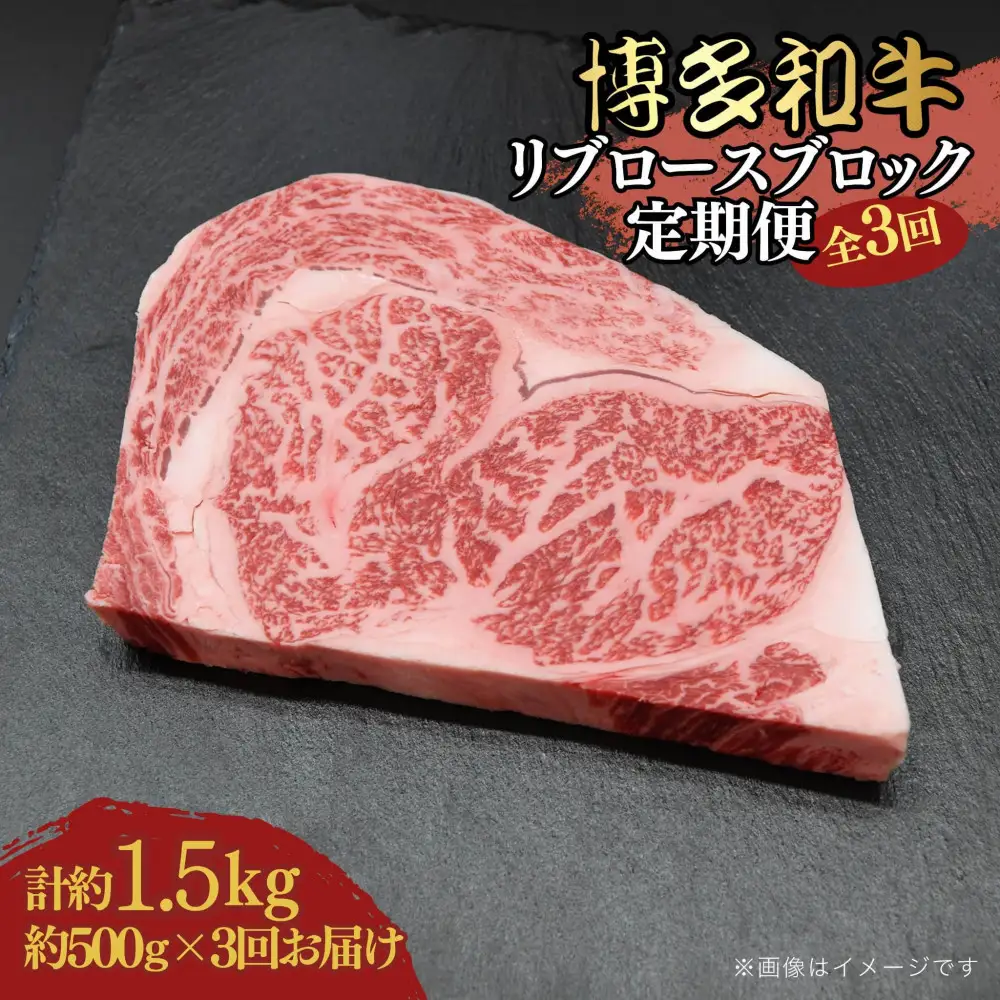 博多和牛 リブロースブロック 定期便全3回 計約1.5kg(約500g×3回)