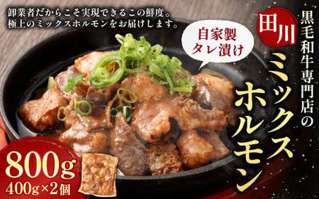 九州産 黒毛和牛 ミックスホルモン（自家製タレ漬け） 400g×2個 計800g ／ ホルモン ミックスホルモン 牛肉 黒毛和牛