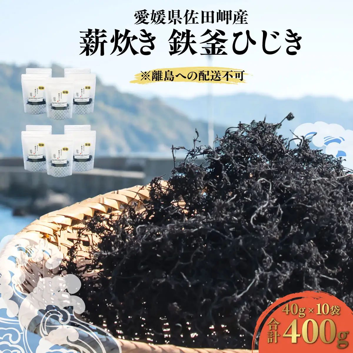 薪炊き 鉄釜ひじき 40g×10袋 計400g 愛媛県佐田岬産 ※離島への配送不可 IKTAL002 | ひじき