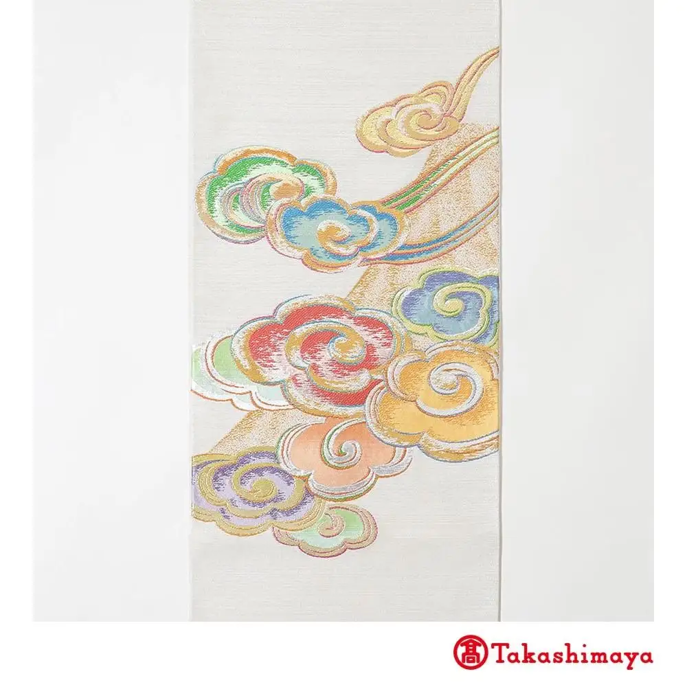 【龍村美術織物】龍村錦帯 袋帯 瑞雲麗峰錦 白×銀杢【高島屋選定品】