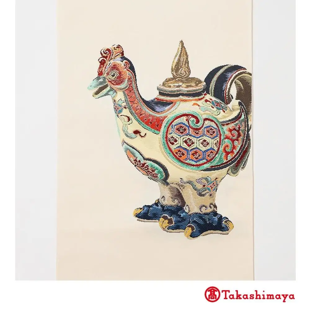【龍村美術織物】龍村錦帯 袋帯 彩釉鳳凰錦 白茶【高島屋選定品】
