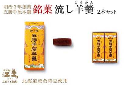 五勝手屋本舗『流し羊羹』2本セット　金時豆のようかん　保存料不使用　五勝手屋羊羹の老舗　和菓子　銘菓　名物　贈答用　ギフト