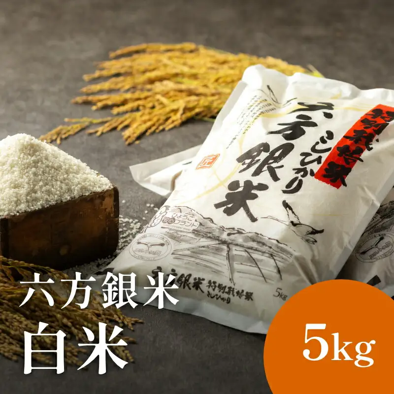 令和7年産 減農薬米 特別栽培米 六方銀米 コシヒカリ 5kg / 減農薬 米 お米 5キロ 精米 白米 コウノトリ米 コメ こめ ご飯 ライス こしひかり 兵庫県産