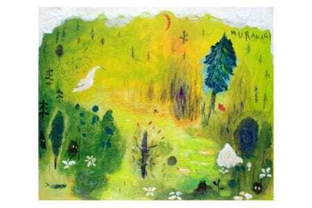 ムラナギ絵画作品No.982『夕暮れの沼』 一点物 アクリル原画 幻想世界 アート作品 F12キャンバス仕様 壁掛け 棚置き 可能 絵 作品 アート 芸術品 コレクション 原画 飾り インテリア 茨城県 石岡市 (F10-007)