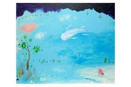 ムラナギ絵画作品No.993『水辺の朝』 一点物 アクリル原画 幻想世界 アート作品 F12キャンバス仕様 壁掛け 棚置き 可能 絵 作品 アート 芸術品 コレクション 原画 飾り インテリア 茨城県 石岡市 (F10-008)