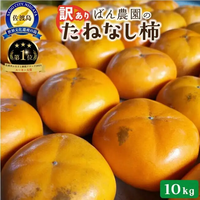 たねなし柿 10kg（箱込み重量）訳あり | 新潟県 佐渡市 種なし柿