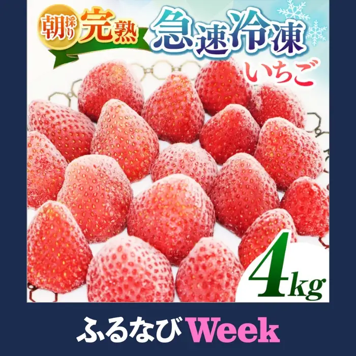【ふるなびWEEK対象】完熟・急速 冷凍いちご 4kg | 2週間以内に発送