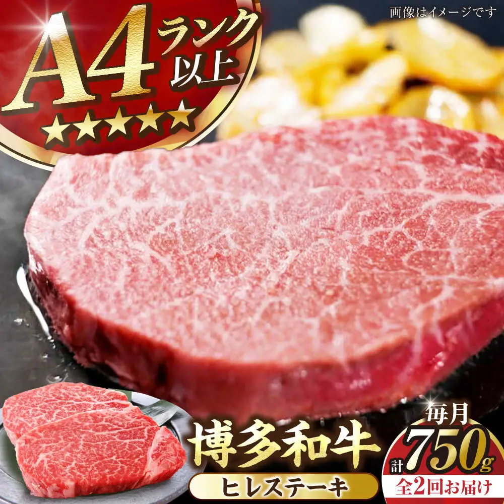 【全2回定期便】【A4-A5ランク】博多和牛 ヒレ ステーキ 150g×５枚 (計750g) [VDZ068] ヒレ肉 フィレ サーロイン