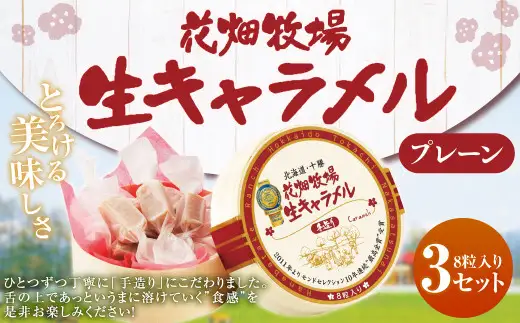 花畑牧場 生キャラメル プレーン 8粒入り×3セット 沖縄配送可 キャラメル お菓子 おやつ 冷蔵 [002-0082]