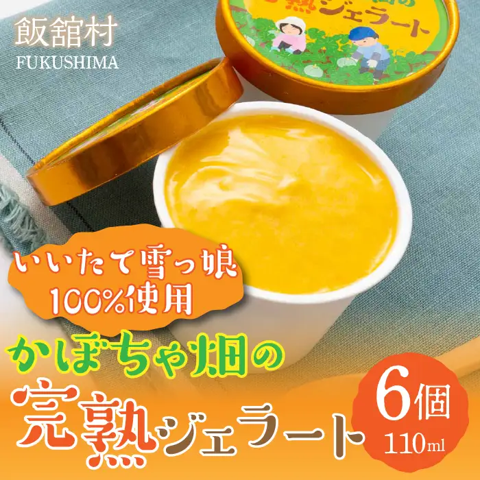 かぼちゃ畑の完熟ジェラート 6個入り  ITTAB001 | ジェラート アイス いいたて雪っ娘かぼちゃ かぼちゃ デザート スイーツ 冷凍 オススメ 福島 飯舘村 |