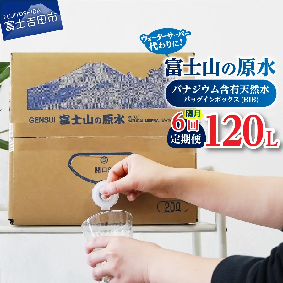 【年6回・隔月お届け】バナジウム天然水定期便 富士山の原水 20L BIB  備蓄 防災 ストック 防災グッズ 保存
