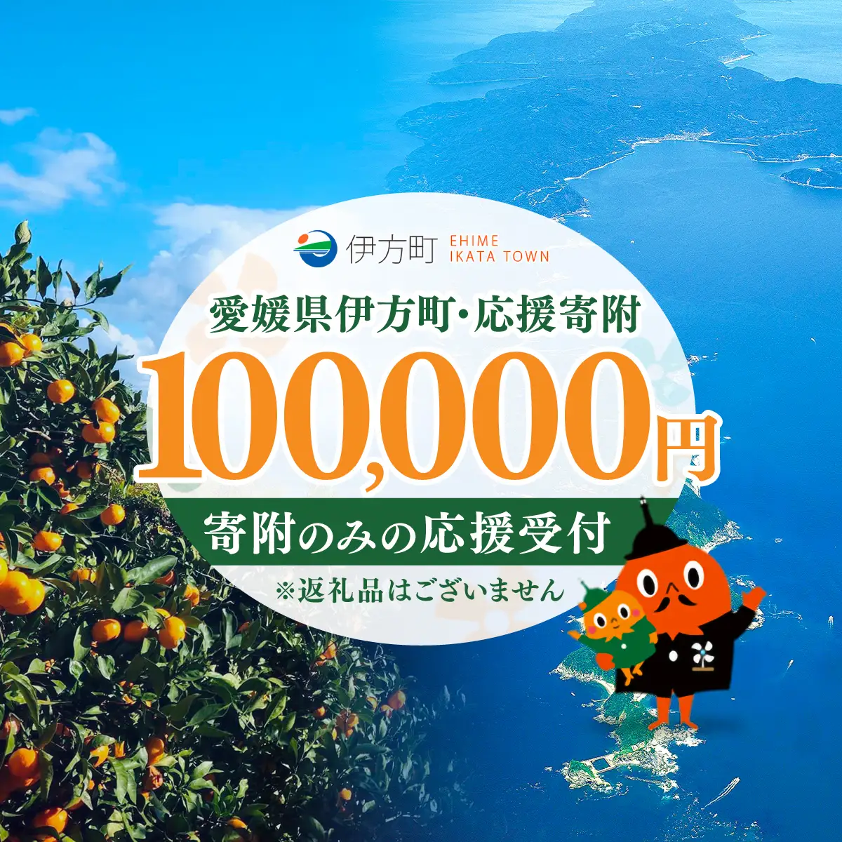 【返礼品なし】愛媛県伊方町・応援寄附100,000円（寄附のみの応援受付 ※返礼品はございません） 【ふるさと納税 人気 おすすめ ランキング 応援寄附 返礼品なし 愛媛県 伊方町 送料無料】 IKTBG006