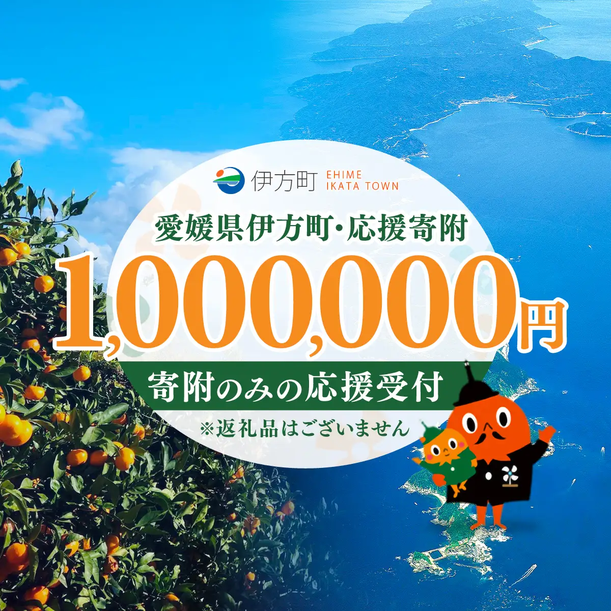 【返礼品なし】愛媛県伊方町・応援寄附1,000,000円（寄附のみの応援受付 ※返礼品はございません） 【ふるさと納税 人気 おすすめ ランキング 応援寄附 返礼品なし 愛媛県 伊方町 送料無料】 IKTBG009
