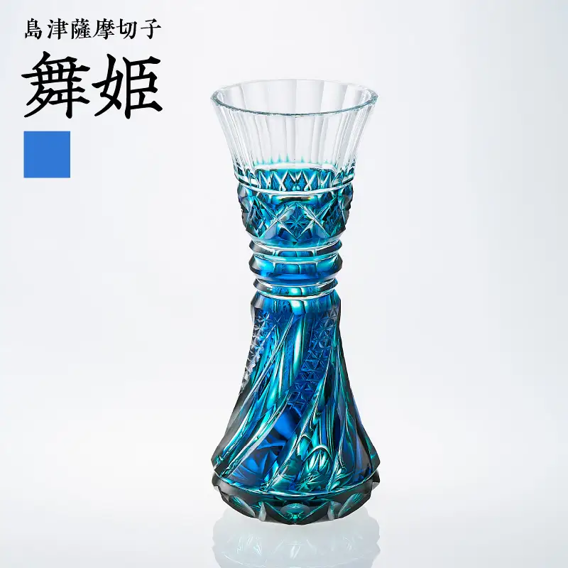 島津 薩摩 切子 舞姫 ルリ緑 K010-036_02