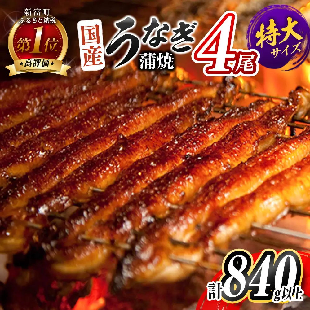 2026年8月配送 鰻楽 特大 うなぎ蒲焼 4尾840g C388-840-2608