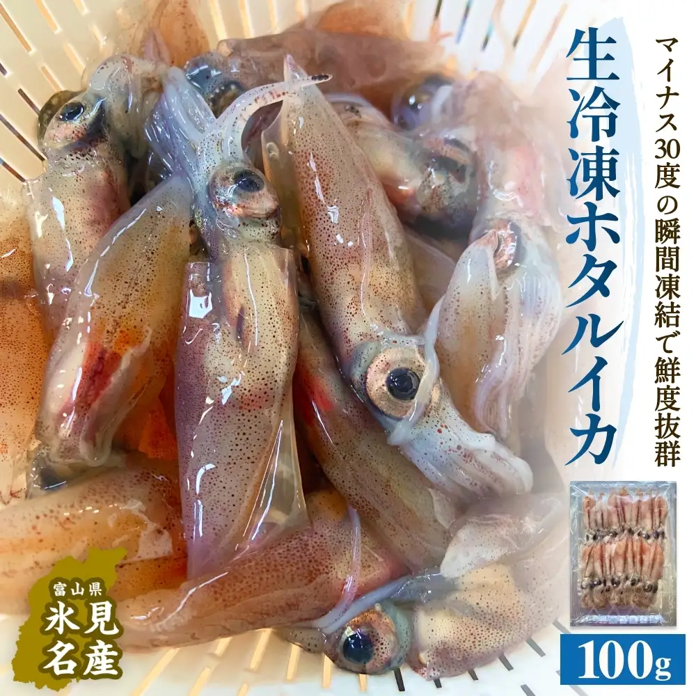 生冷凍ホタルイカ（凍眠） 100g 富山県 氷見市 ほたるいか しゃぶしゃぶ 冷凍