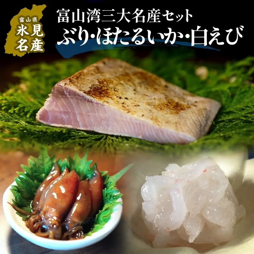 富山湾三大名産ぶり・ほたるいか・白えびのセット 富山県 氷見市 白エビぶり ほたるいか 冷凍 おかず