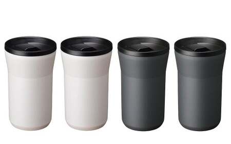 【京セラ】蓋付きタンブラー 350ml ＜クリームホワイト2個・ダークグレー2個＞ 計4個セット CERAMUG タンブラー 真空容器 保冷 保温 真空断熱 セラミック トラベルカップ KYOCERA DSR-623