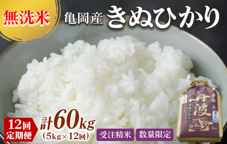 定期便 無洗米 5kg 12ヶ月 京都丹波産 キヌヒカリ 12回定期便 5kg ×12回 計60kg