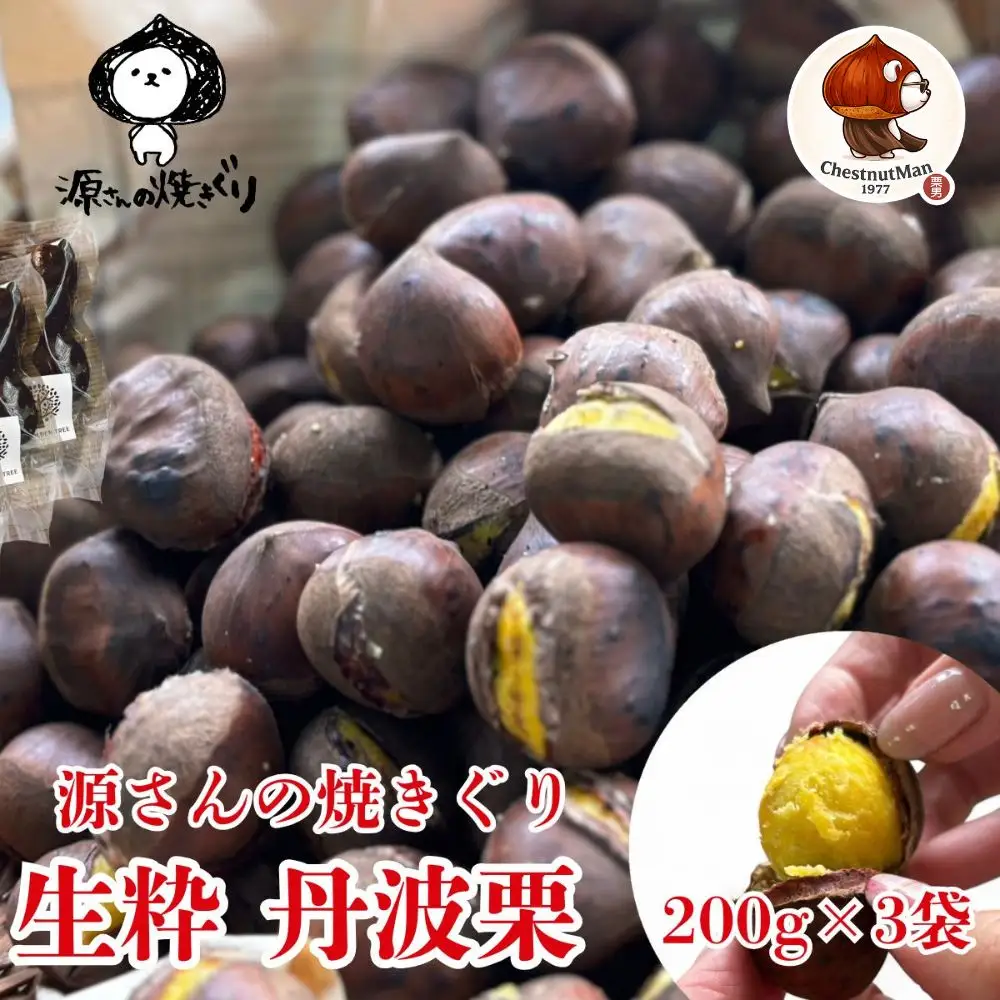 焼き栗 丹波栗【10月中旬以降発送】   200g×3袋 源さんの 焼き栗