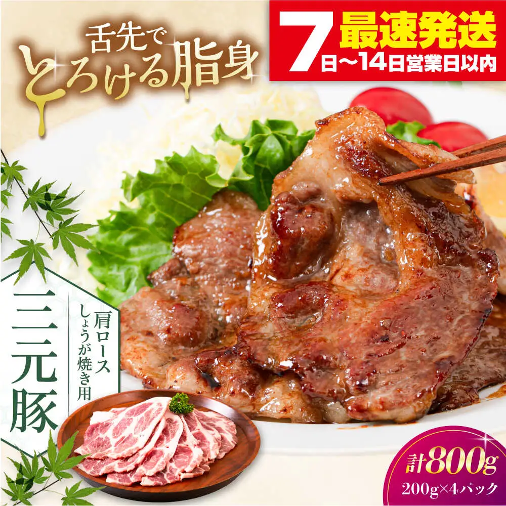 平田牧場 肩ロース しょうが焼き用 800g (200g×4P) 豚肉 ロース 生姜焼き スライス [AJAP130]