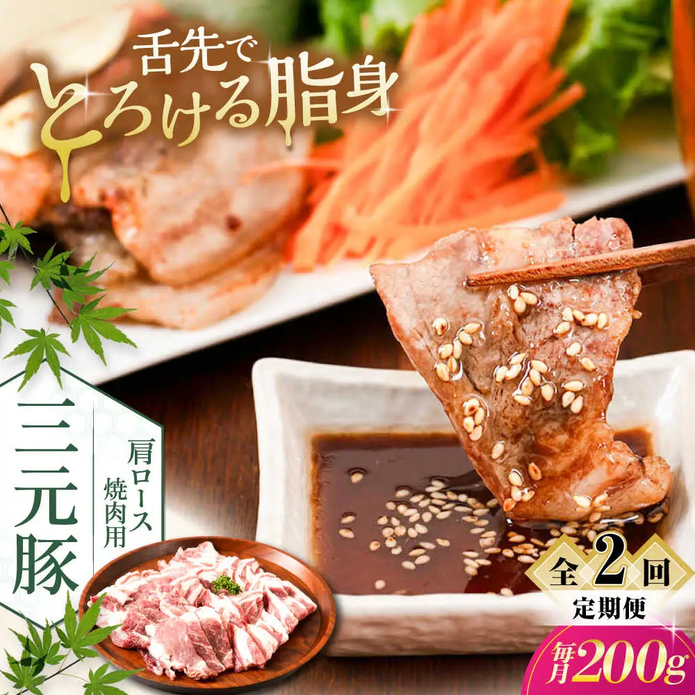 【全2回定期便】平田牧場 肩ロース 焼肉用 200g 豚肉 ロース スライス [AJAP143]