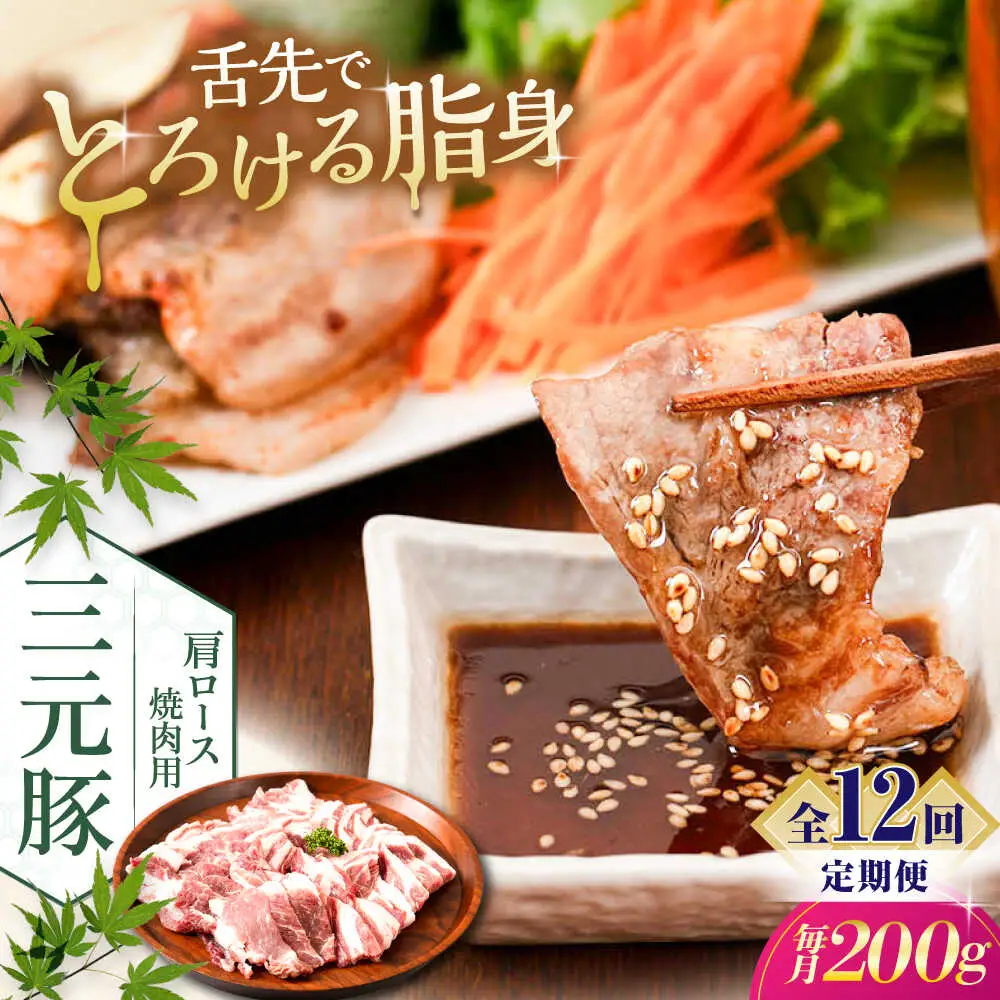 【全12回定期便】平田牧場 肩ロース 焼肉用 200g 豚肉 ロース スライス [AJAP146]