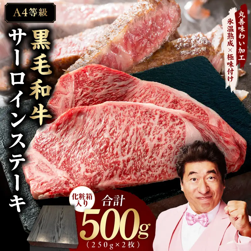 【A4ランク】黒毛和牛 サーロインステーキ 500g 化粧箱入り 氷温熟成×極味付け